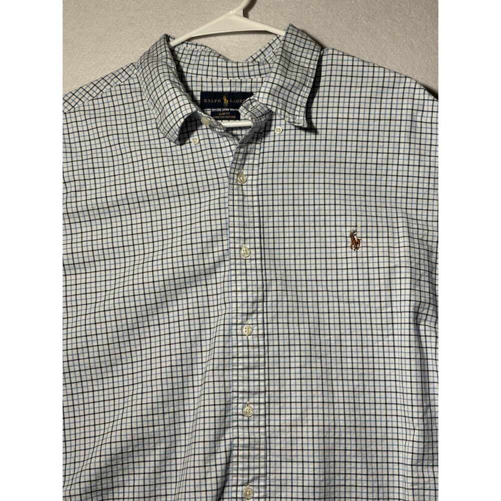 Ralph Lauren Blu Wht Stretch Oxford Button Down Men’s Size XXL